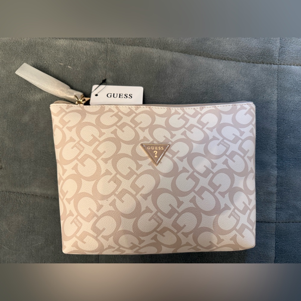 GUESS Beige Patterned Cosmetic Bag